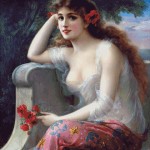 Goblen - Fata cu maci rosii