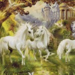 Goblen - Unicorni langa castel