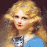 Goblen - Portret de fetita cu pisica