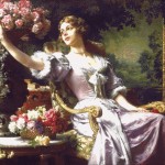 Goblen - Doamna in rochie lila