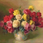 Goblen - Vaza cu trandafiri