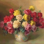Goblen - Vaza cu trandafiri