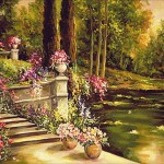 Goblen - Romanta lacului cu flori