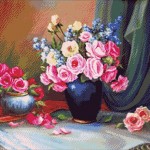Goblen - Vaze cu trandafiri