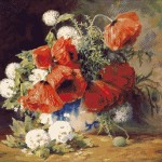Goblen - Vaza cu maci si flori albe
