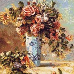Goblen - Trandafiri si iasomie in vaza de portelan