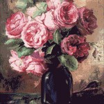 Goblen - Trandafiri roz intr-o vaza