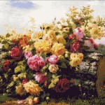 Goblen - Trandafiri pe butuc