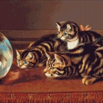 Goblen - Pisici langa bolul cu pesti