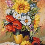 Goblen - Floarea soarelui cu maci