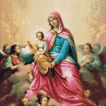 Goblen - Fecioara Maria cu Iisus şi îngeri