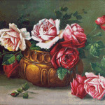 Goblen - Trandafiri în vas