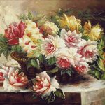 Goblen - Coşuleţ cu flori pe masă