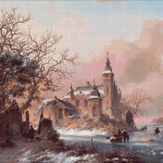 Goblen - Peisaj de iarnă lângă castel