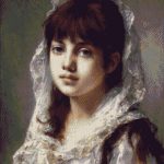 Goblen - Portret de fetiţă cu voal alb