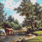 Goblen - Peisaj cu cai