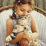 Goblen - Fetiţa cu pisica în braţe