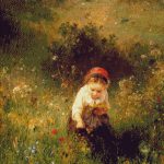 Goblen - Fetiţa într-un lan de flori