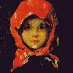Goblen - Portret de fată cu basma roşie