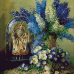 Goblen - Flori albastre şi bibelou