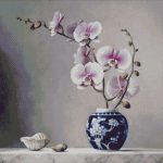Goblen - Orhidee in vas de portelan