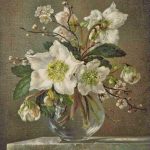 Goblen - Flori albe in vaza de sticla