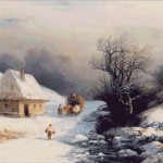 Goblen - Car cu boi in iarna
