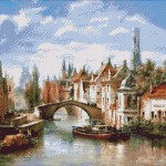 Goblen - Barjele pe Canalul din Bruges
