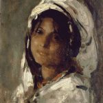 Goblen - Portret de fată cu voal alb